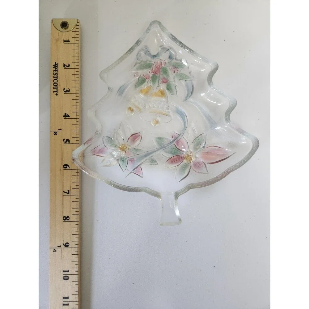 Vintage SAVOIR VIVRE Holiday Spirit Glass Christmas Tree Server  Candy Dish